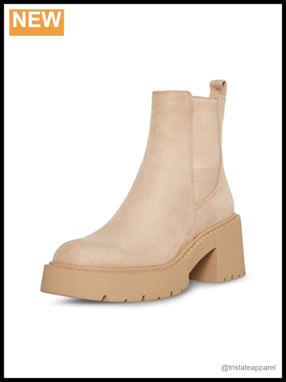 Womens Chelsea Ankle Boots Block Heel Pull-On Synthetic